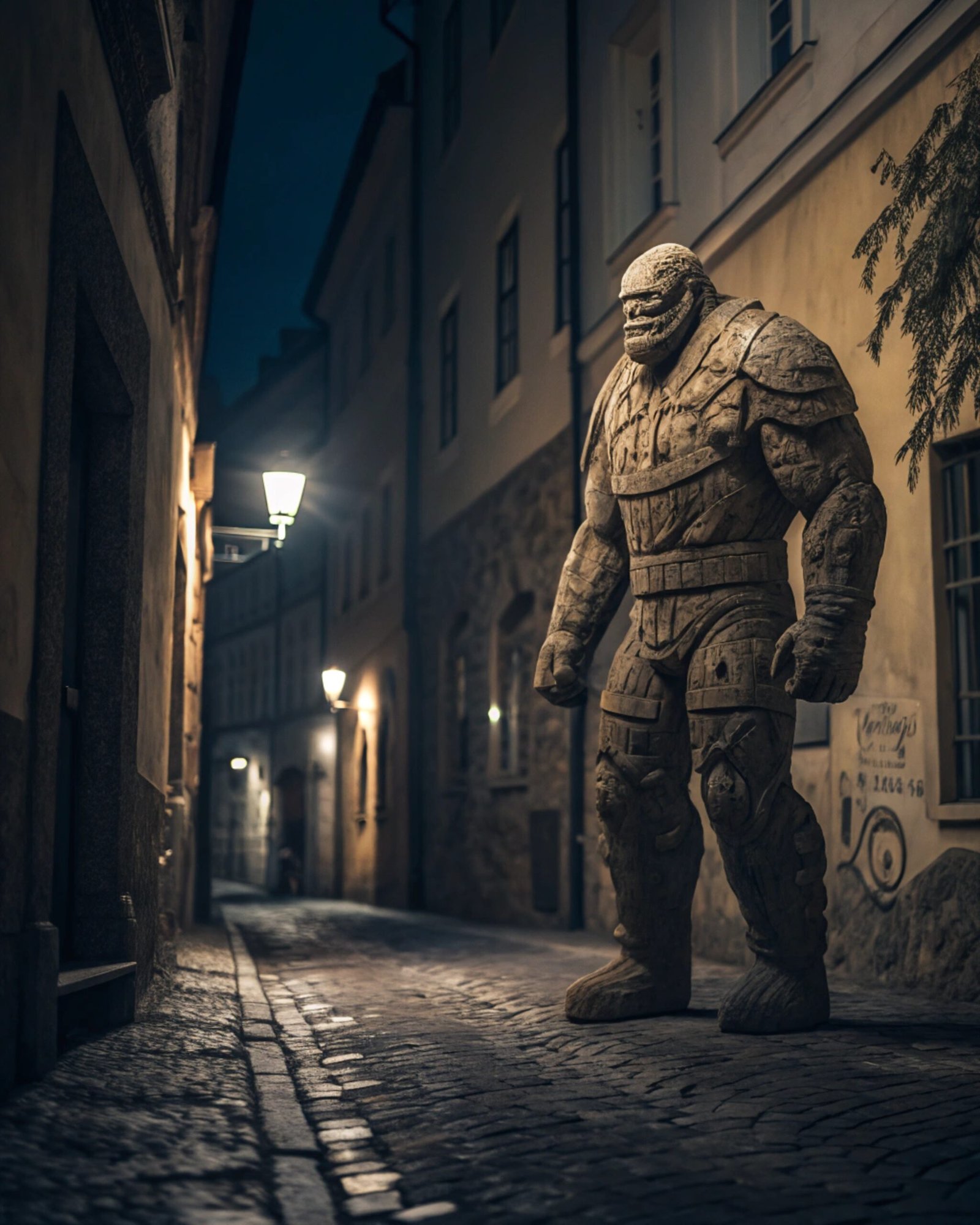 Golem Protecting Prague Streets