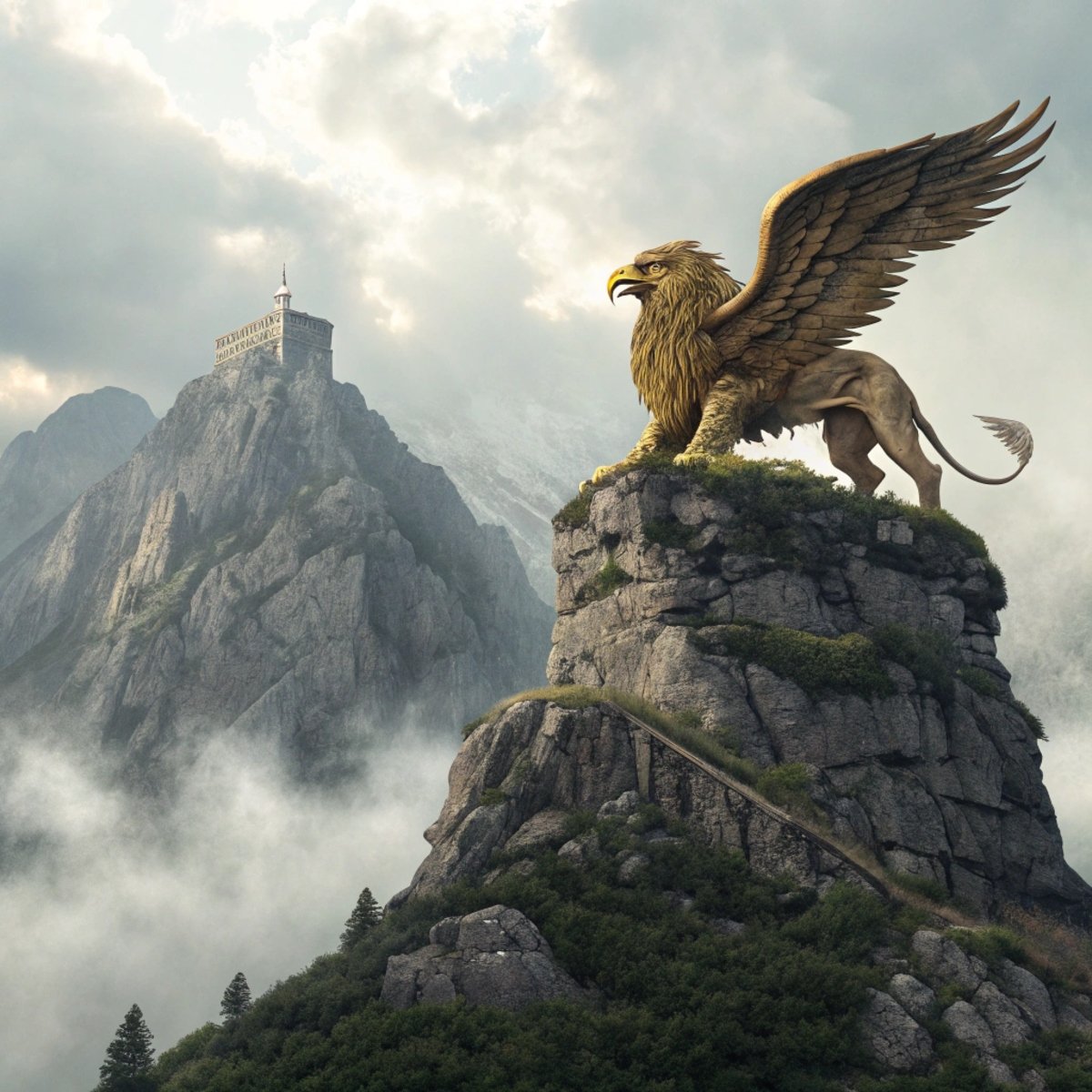 Griffin Guarding Mountain Treasure