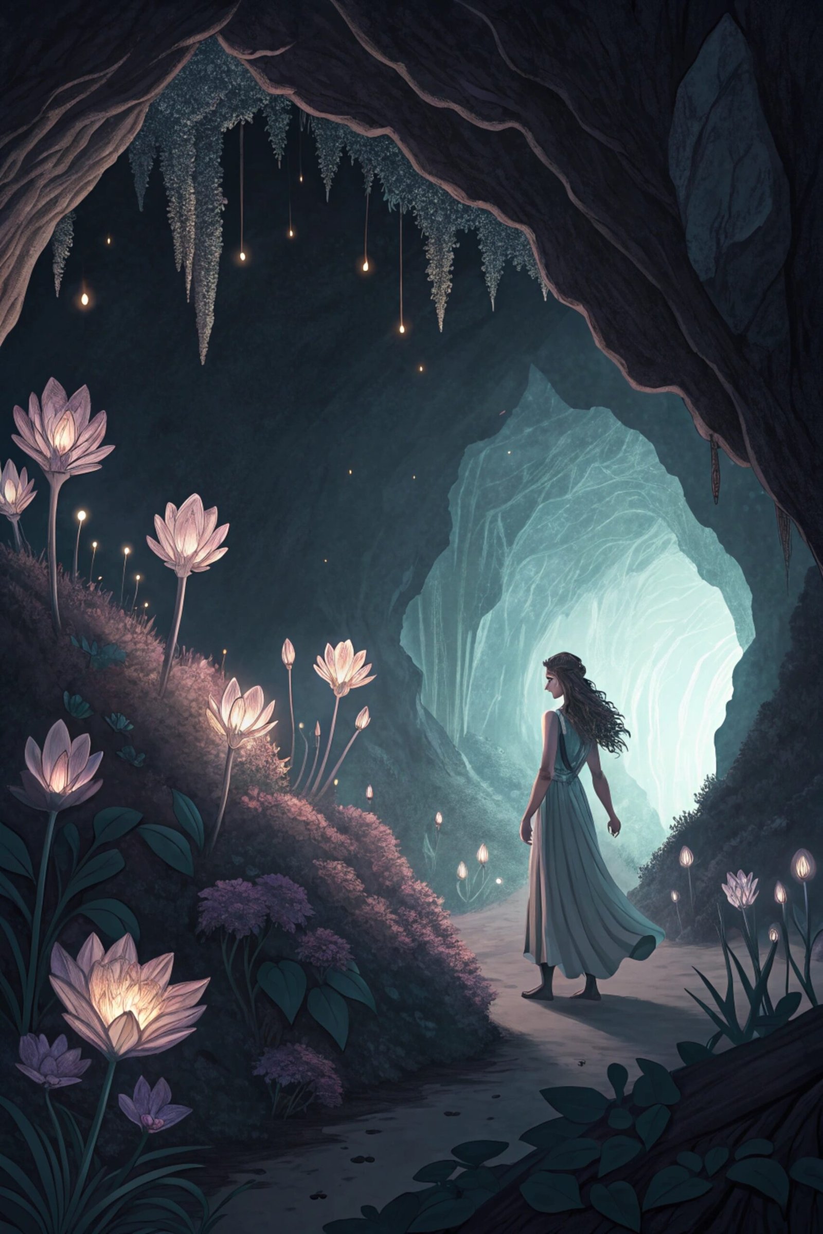 Persephone in Subterranean Crystal World