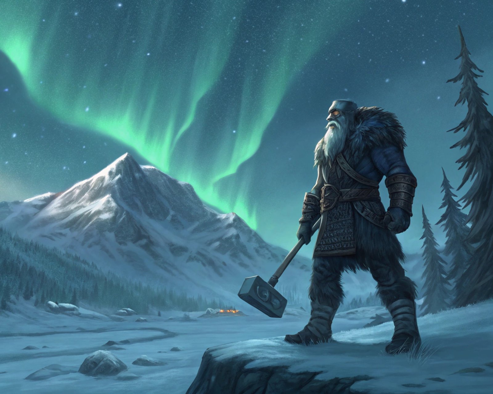 Norse Frost Giant with Glacier Hammer