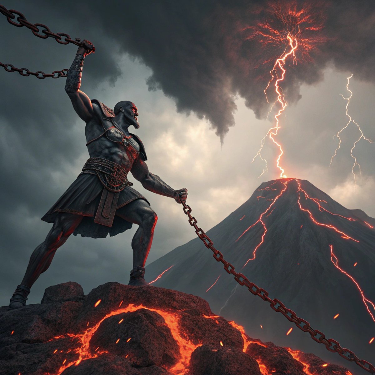 Titan Roaring on Volcanic Mountain