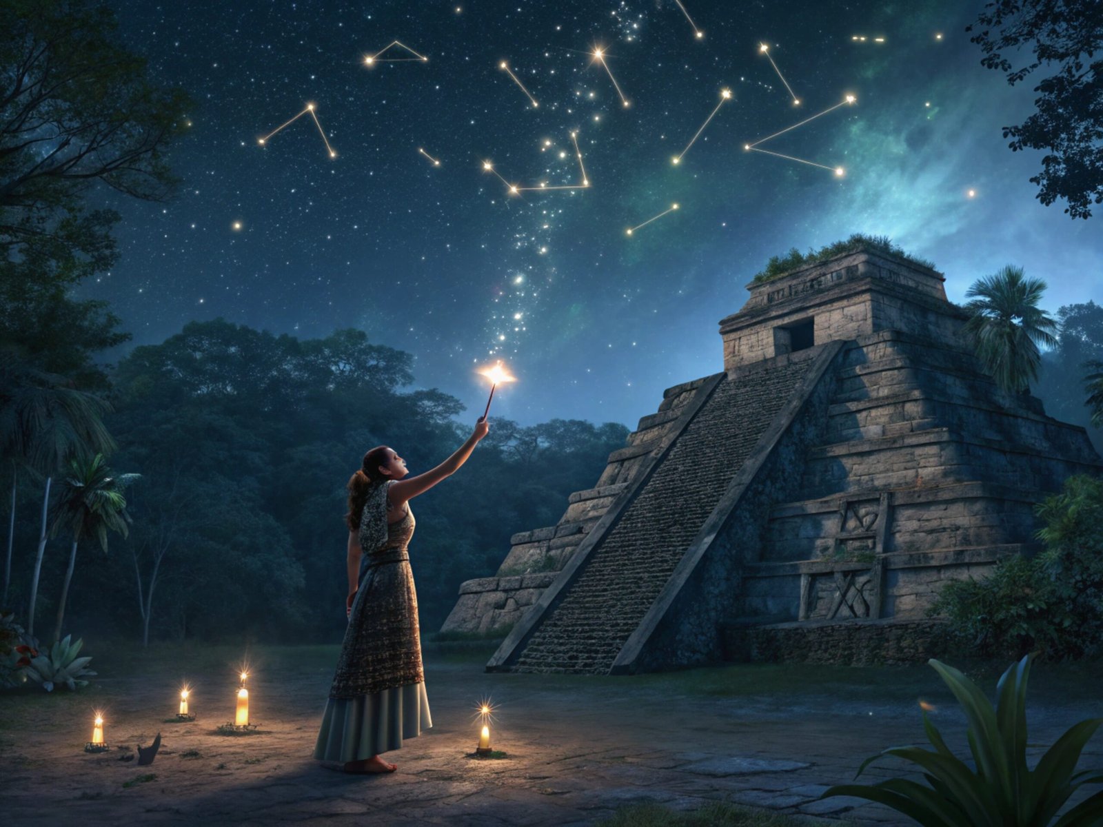 Mayan Star Goddess Weaving Constellations