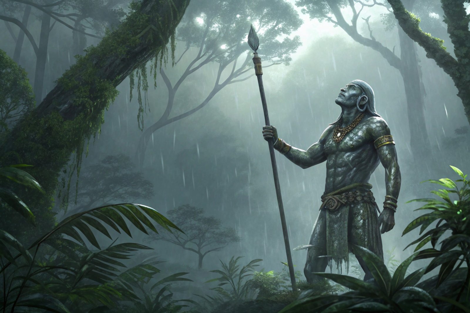Mayan Rain God Summoning Storm