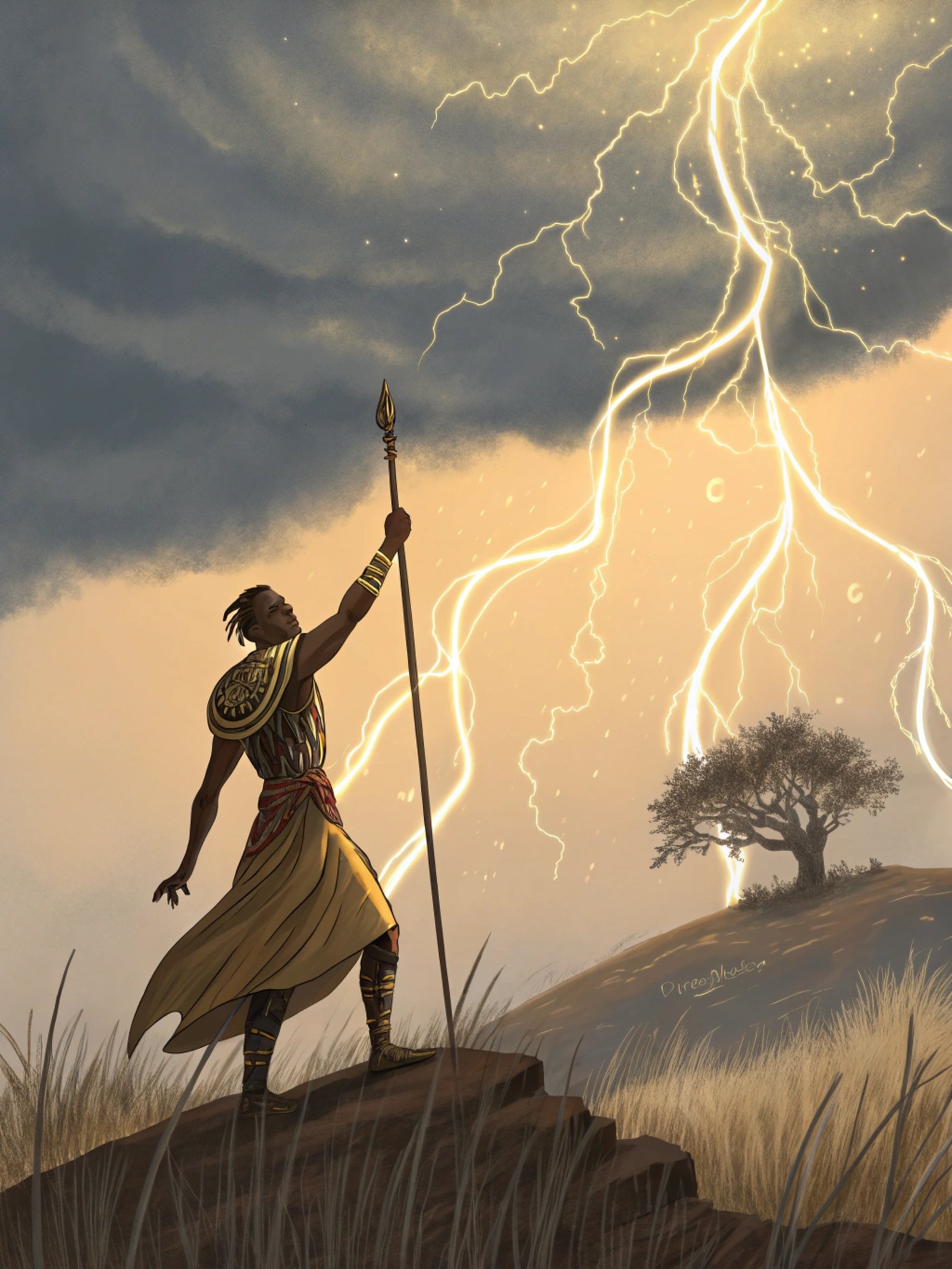 African Storm God on Savanna Hill