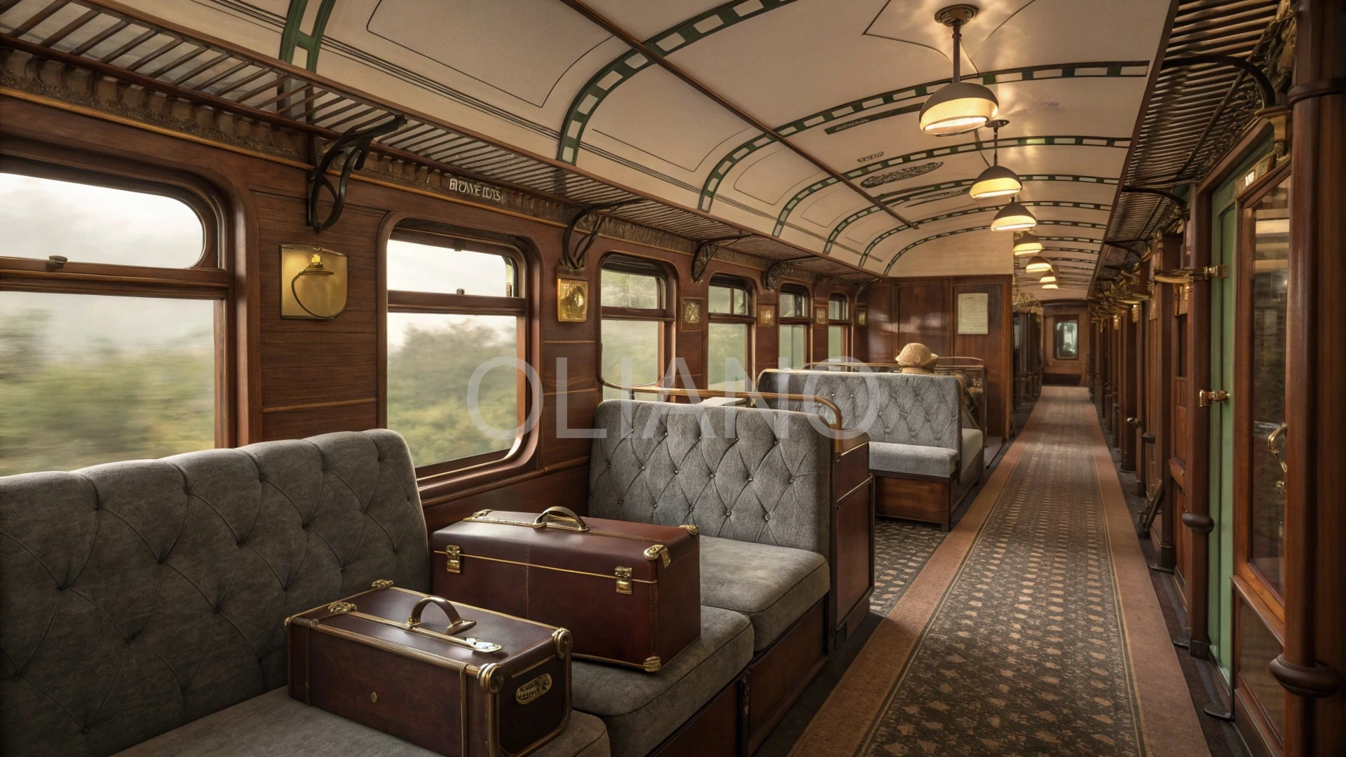 Vintage train carriage interior