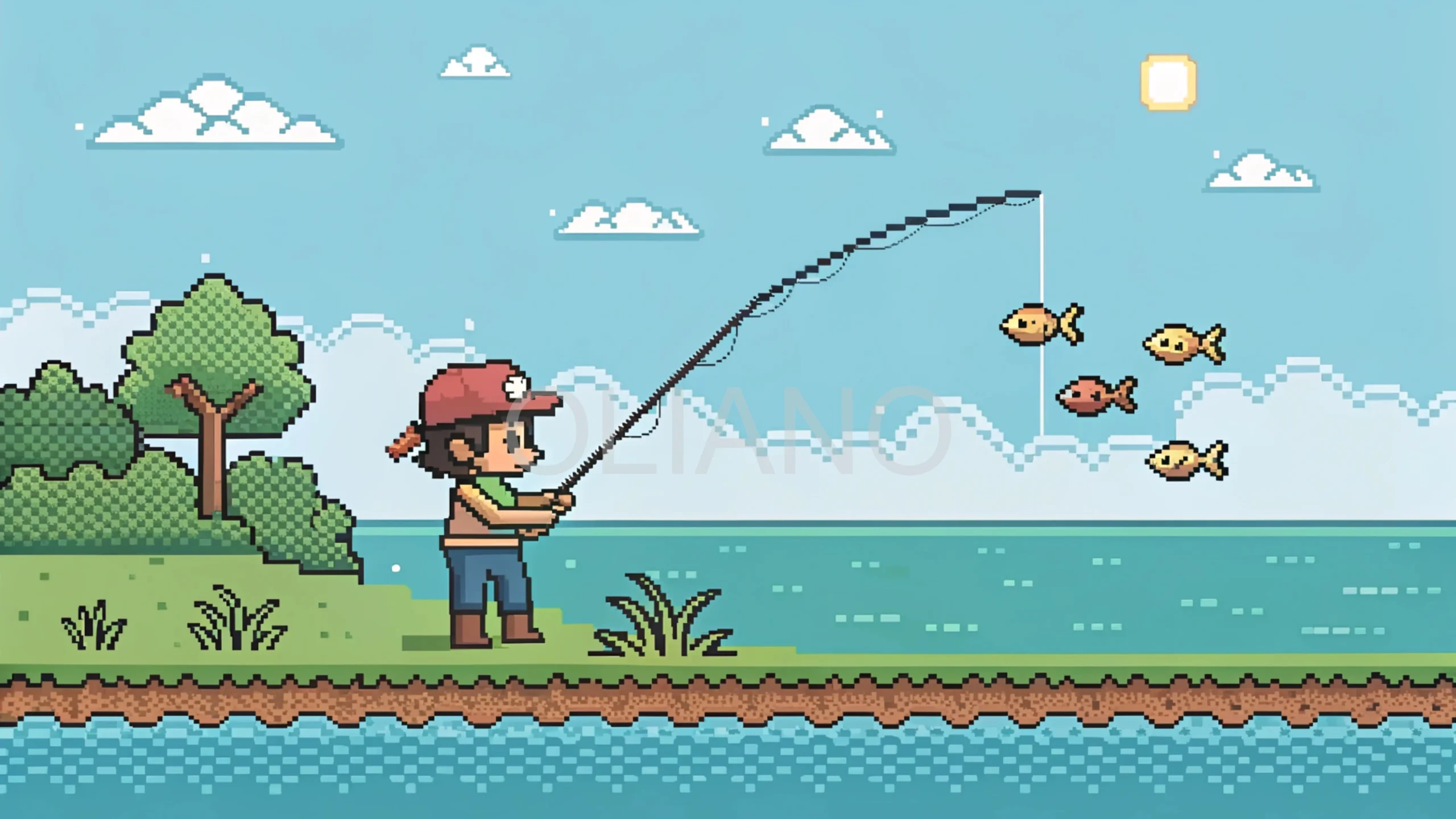 pixelated fishing game