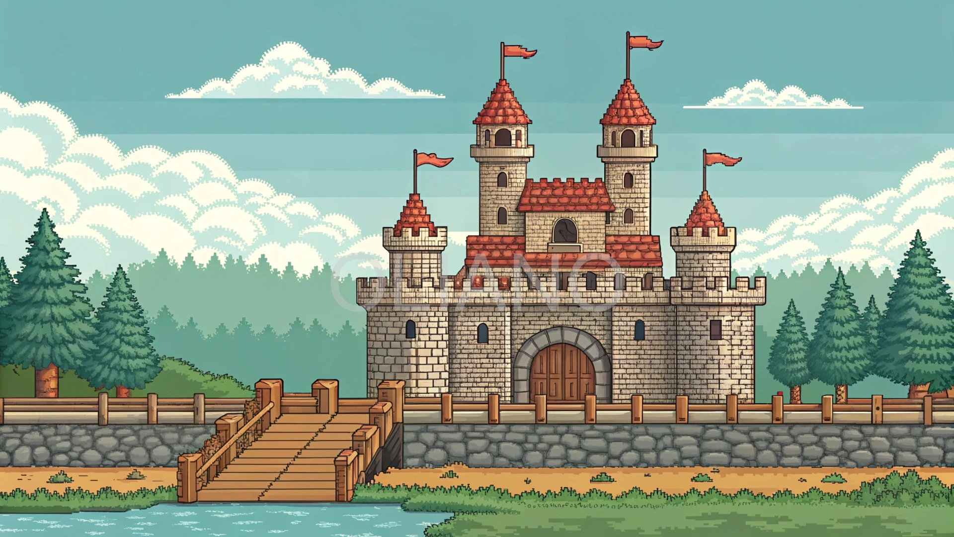 16-bit castle exterior