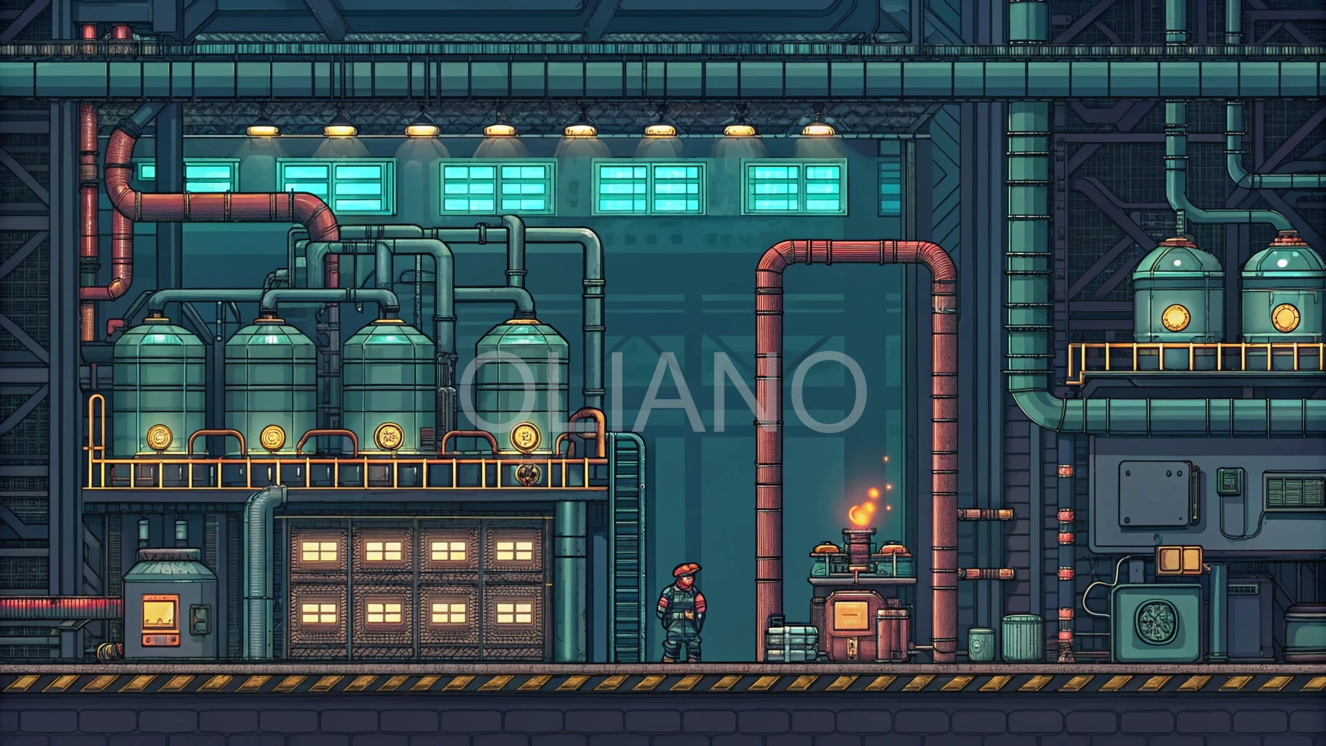 16-bit futuristic factory