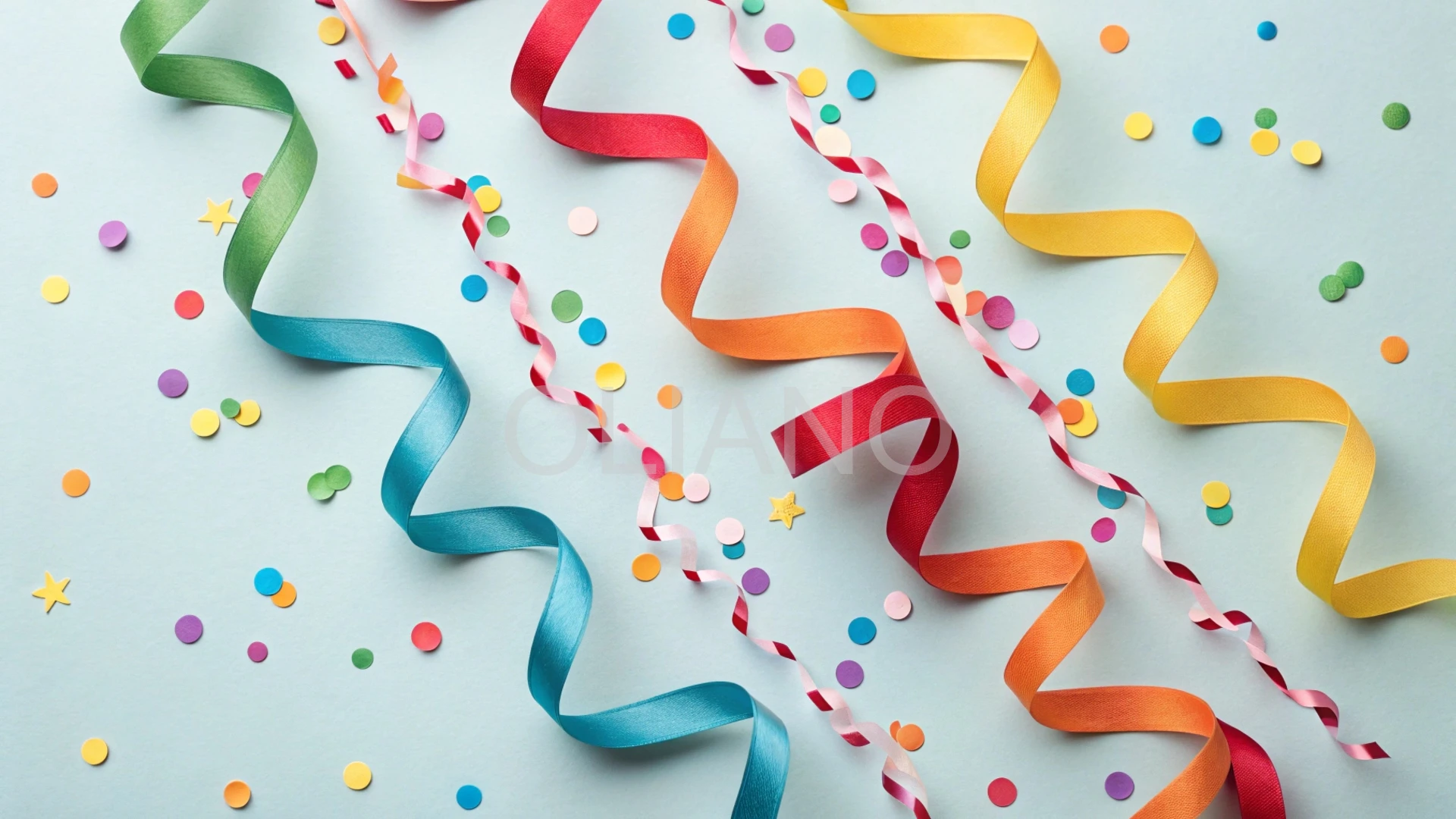 Scattered curled ribbons