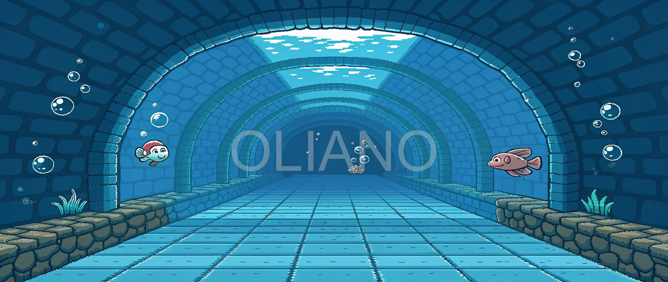 pixelated underwater tunnel