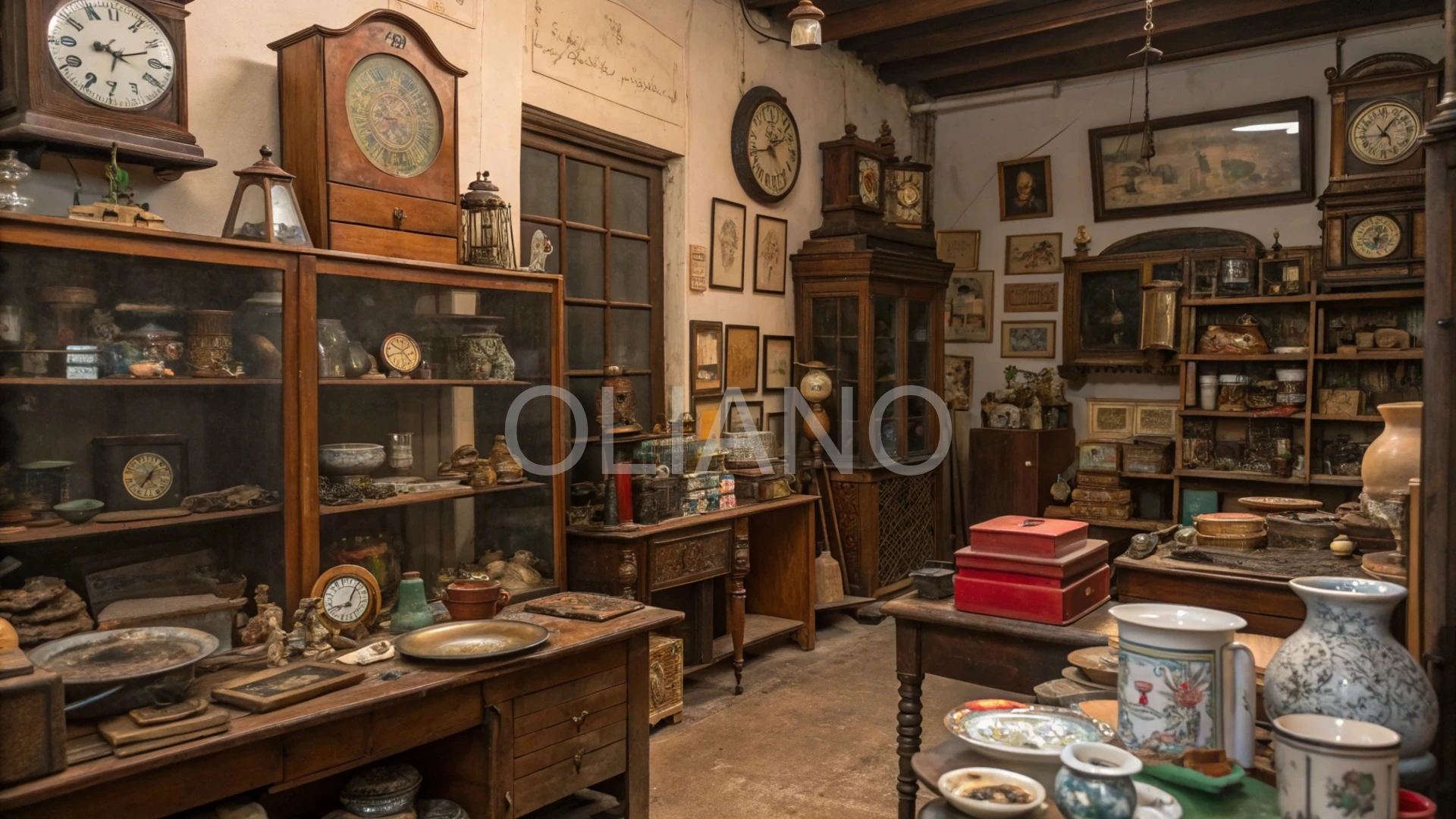 Cluttered antique shop