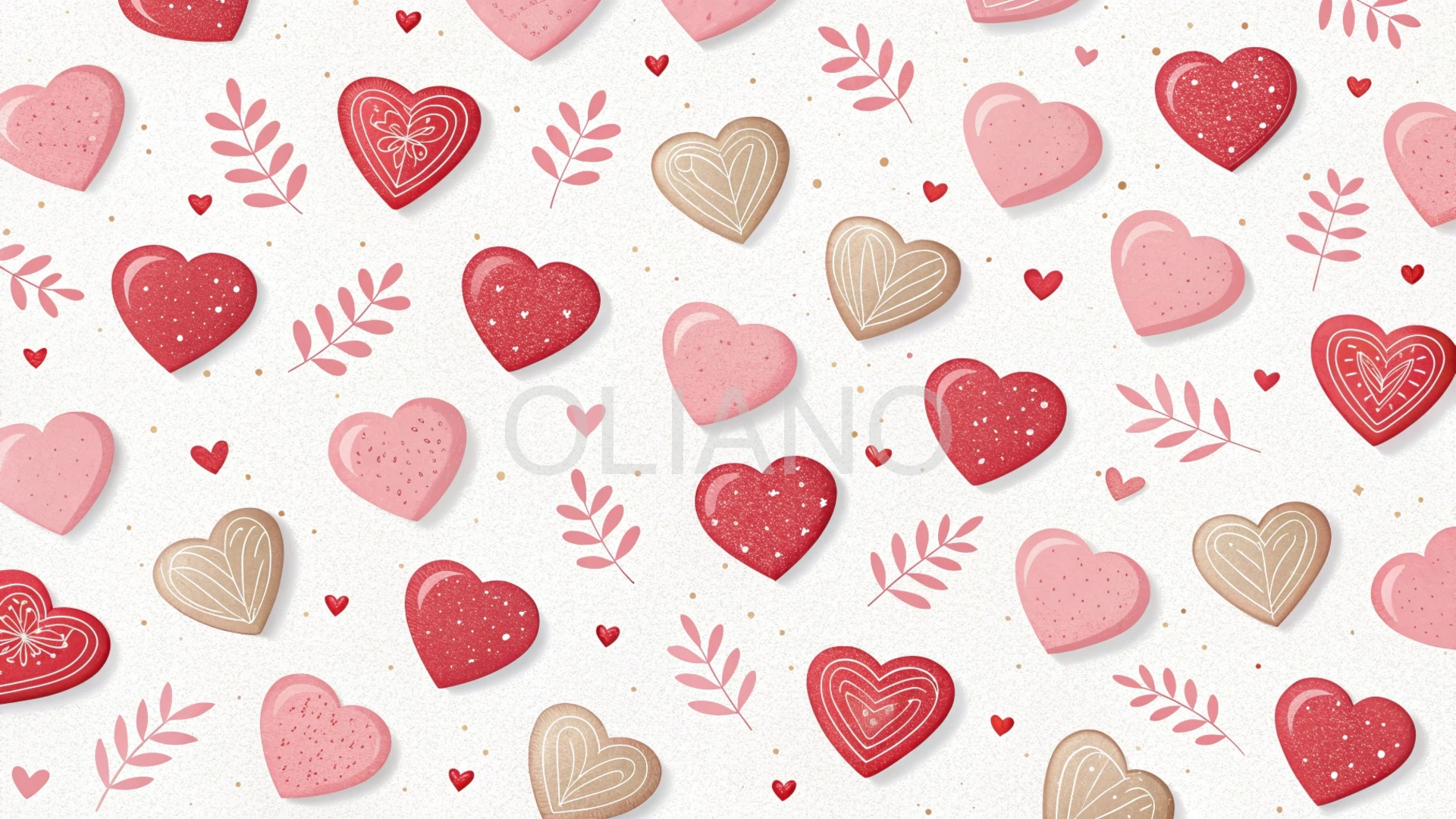 Pink and red glitter hearts pattern