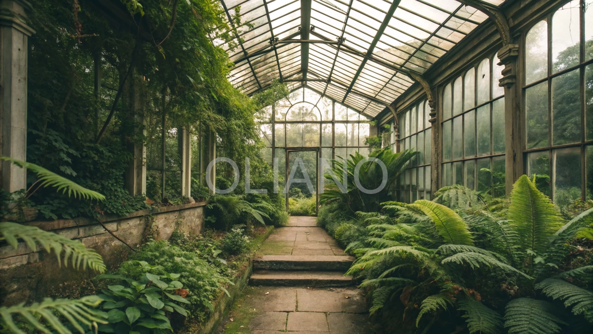 Vintage greenhouse interior