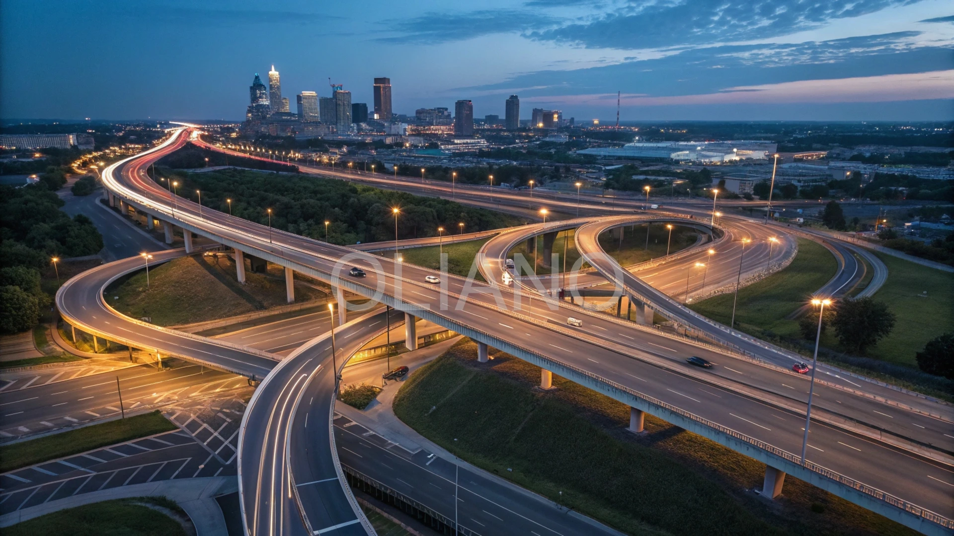 Highway Interchange Night