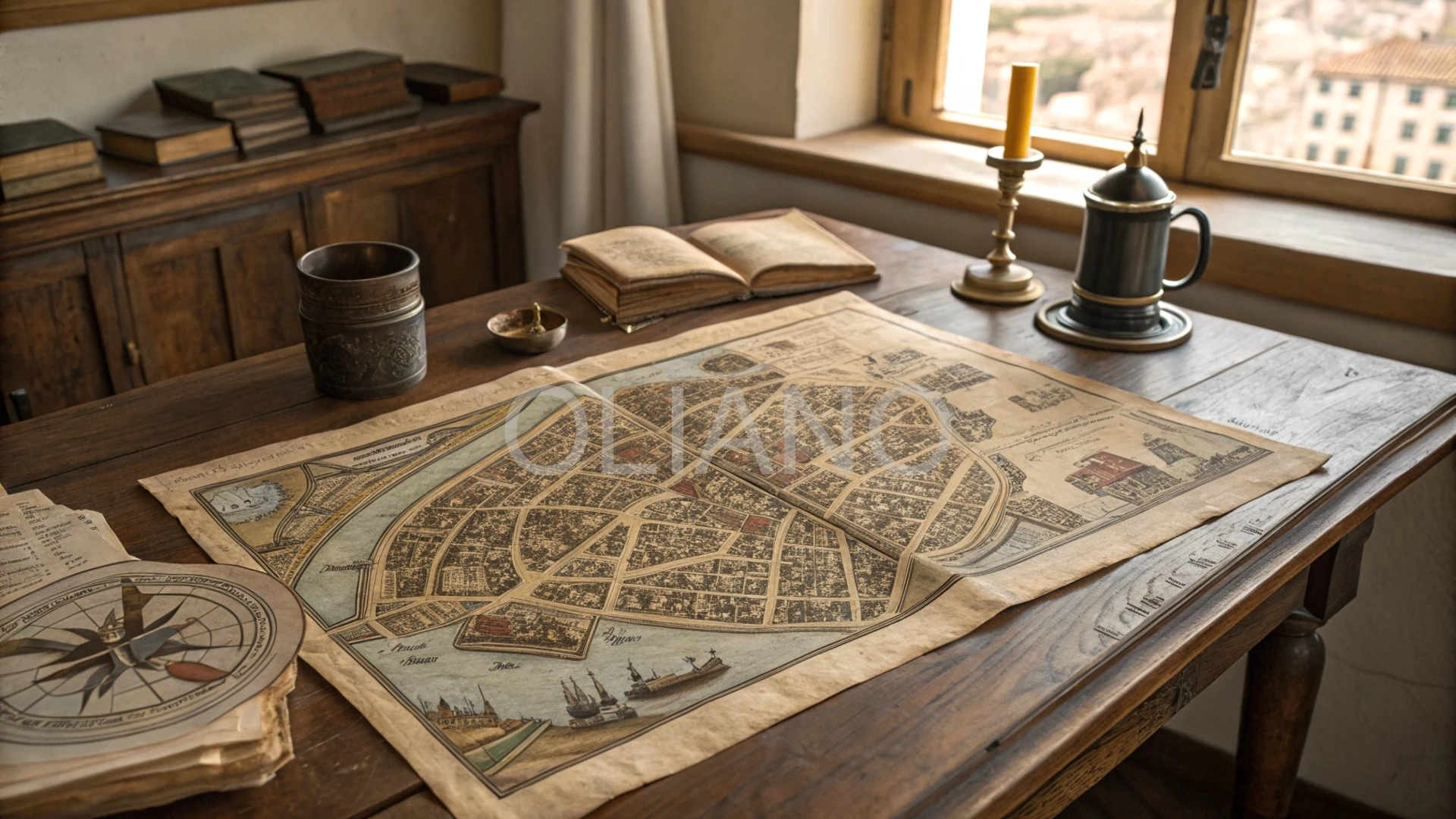 Vintage map of historic city