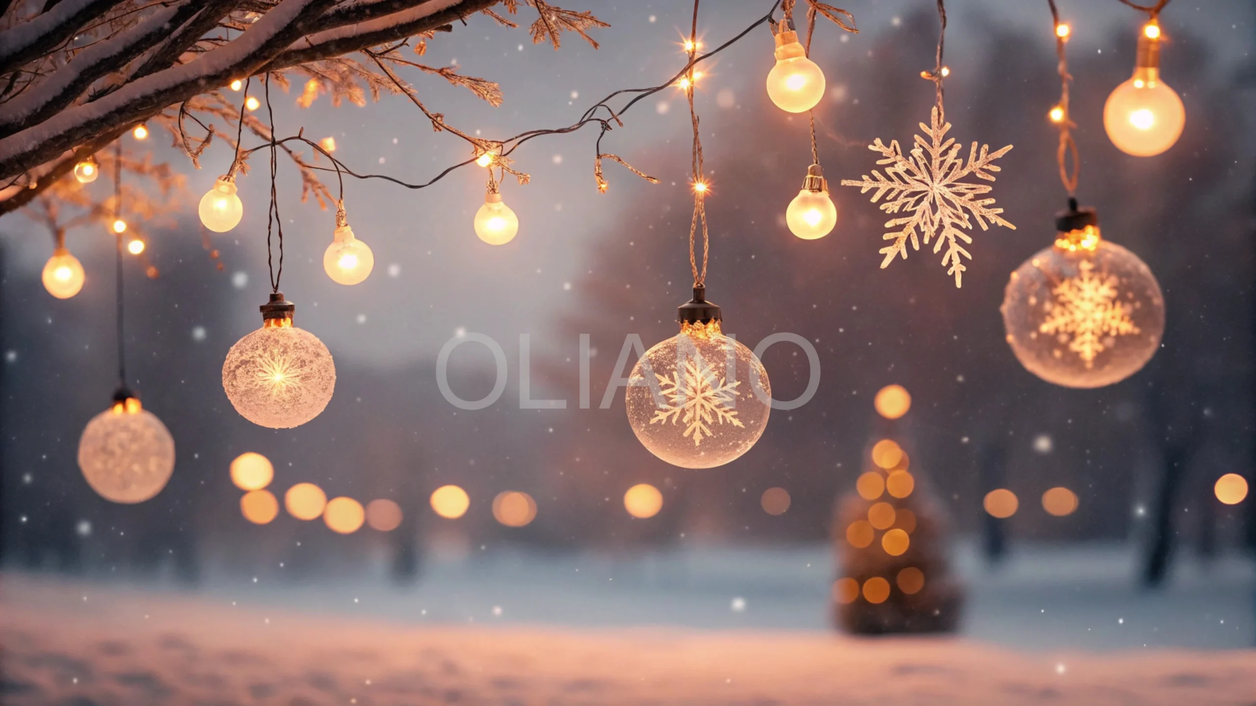 Falling glowing bokeh snow effect