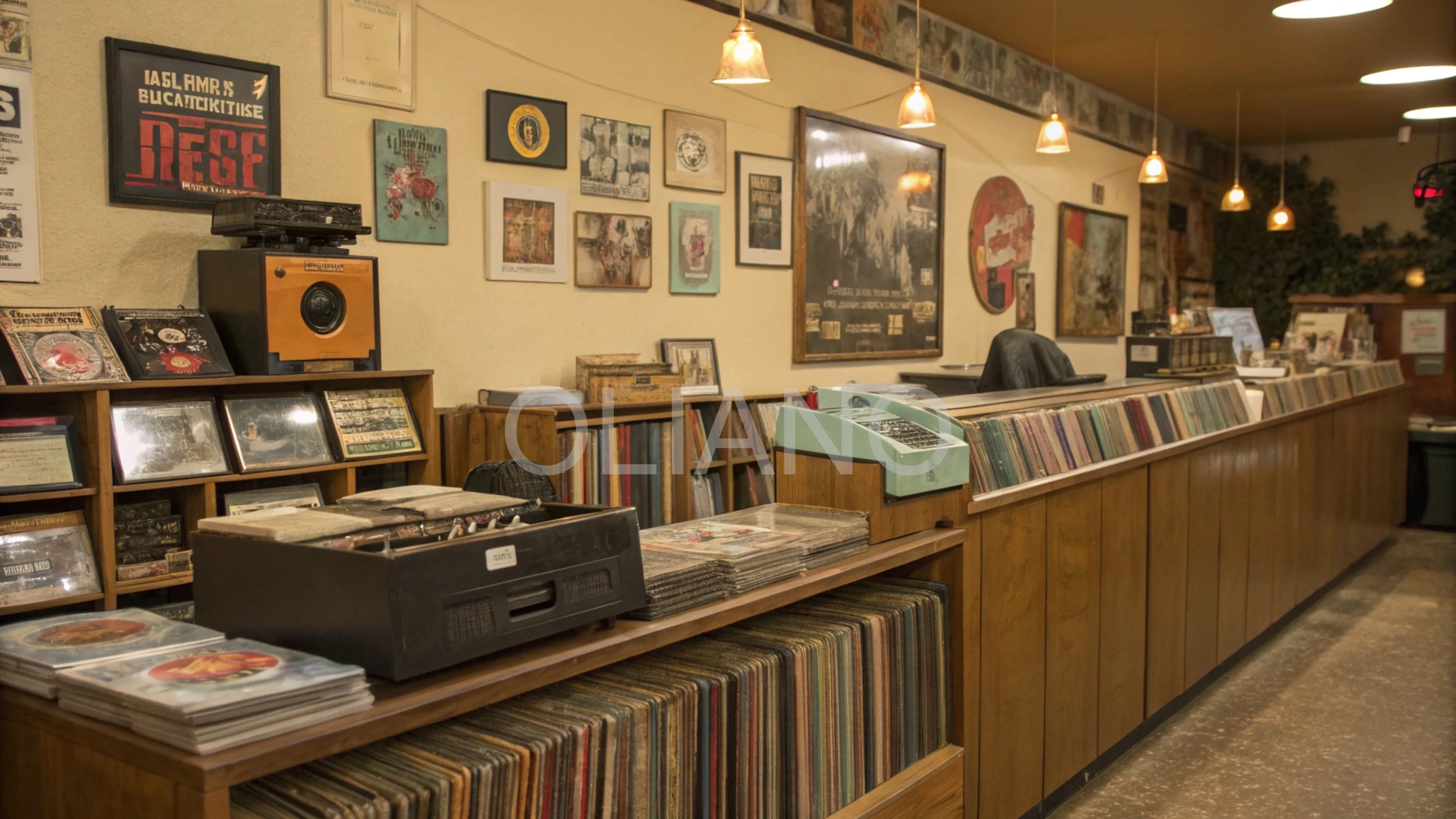 Vintage record store interior
