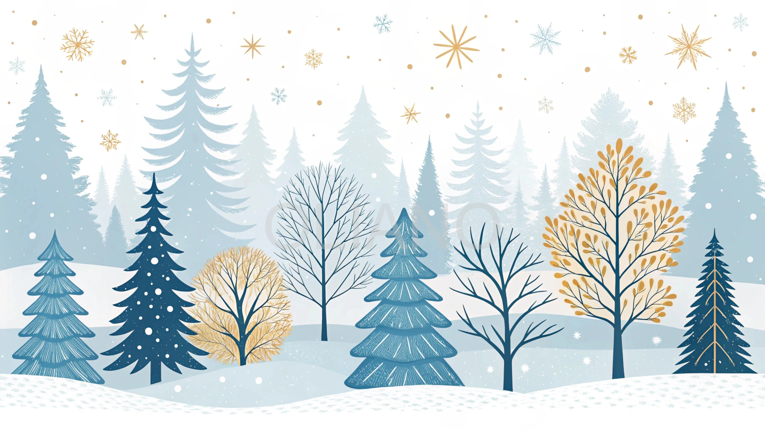 Modern abstract winter trees pattern