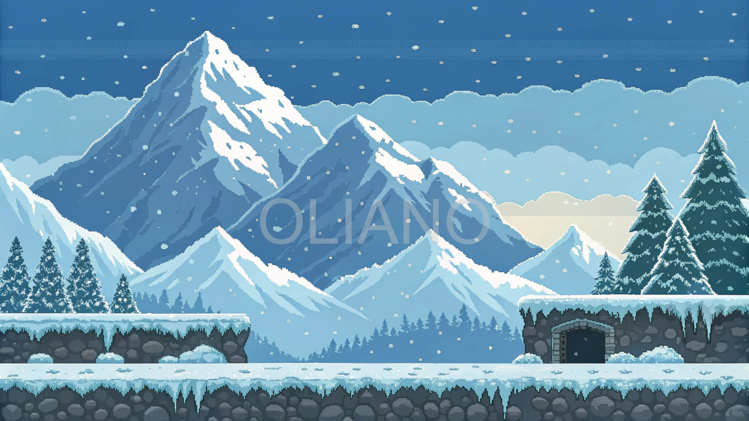 16-bit snowy mountain level