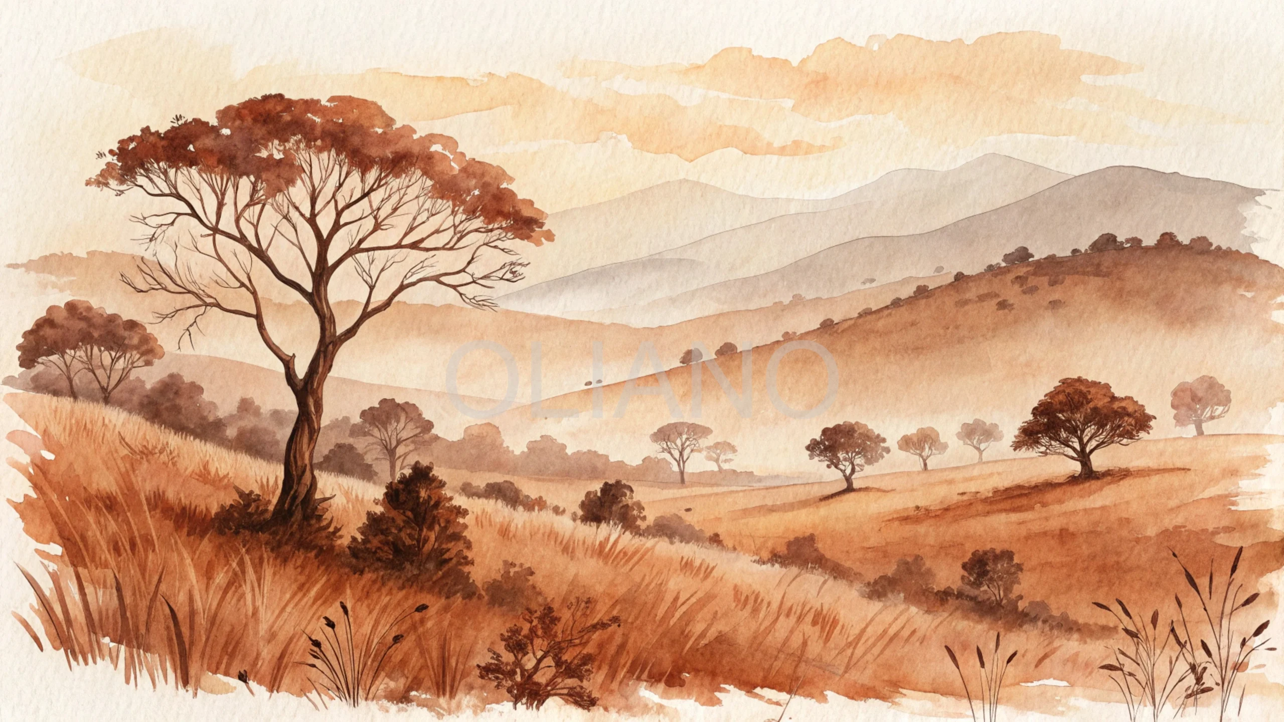 Raw sienna and burnt umber brushstrokes