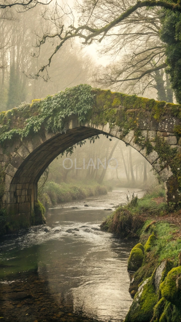 Old stone bridge over stream