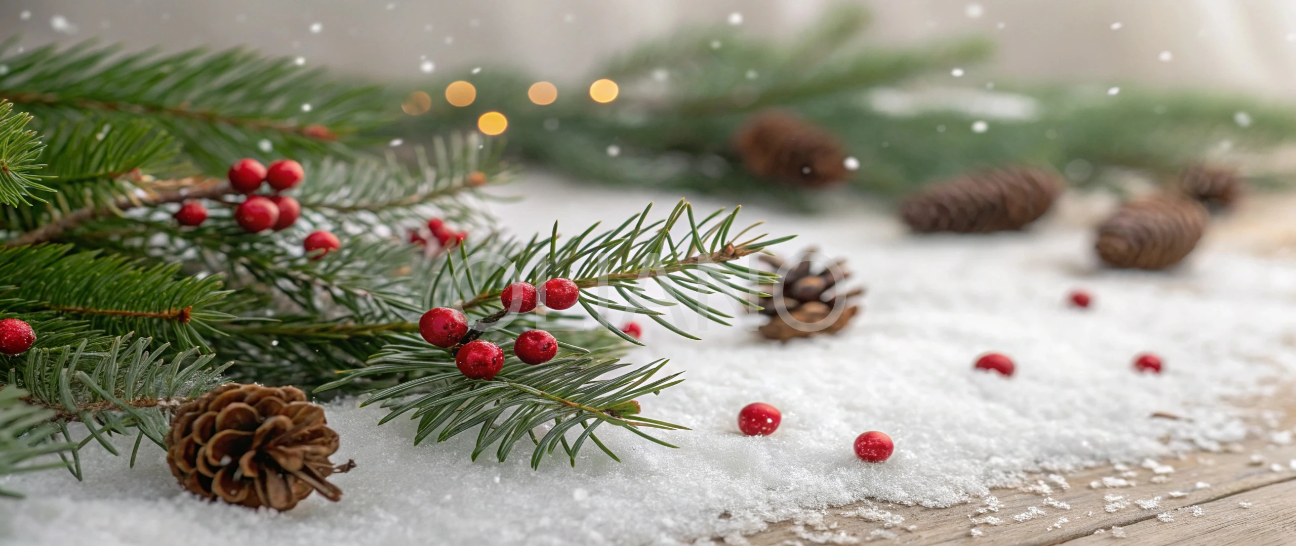 Pine needles and red berries