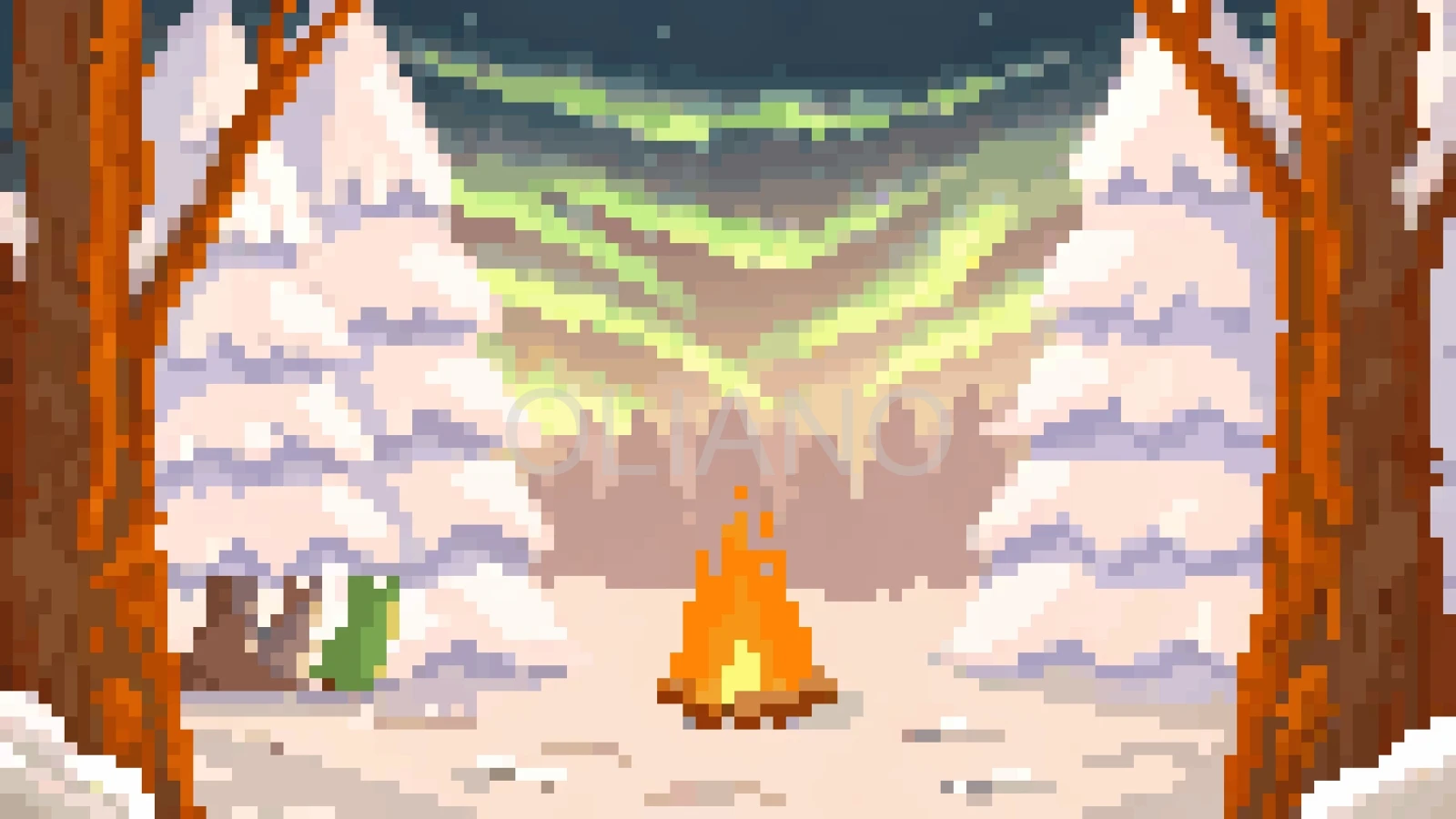 Snowy Forest Campfire
