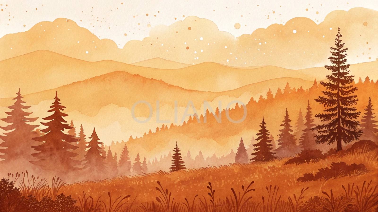 Golden orange wash with alcohol drops