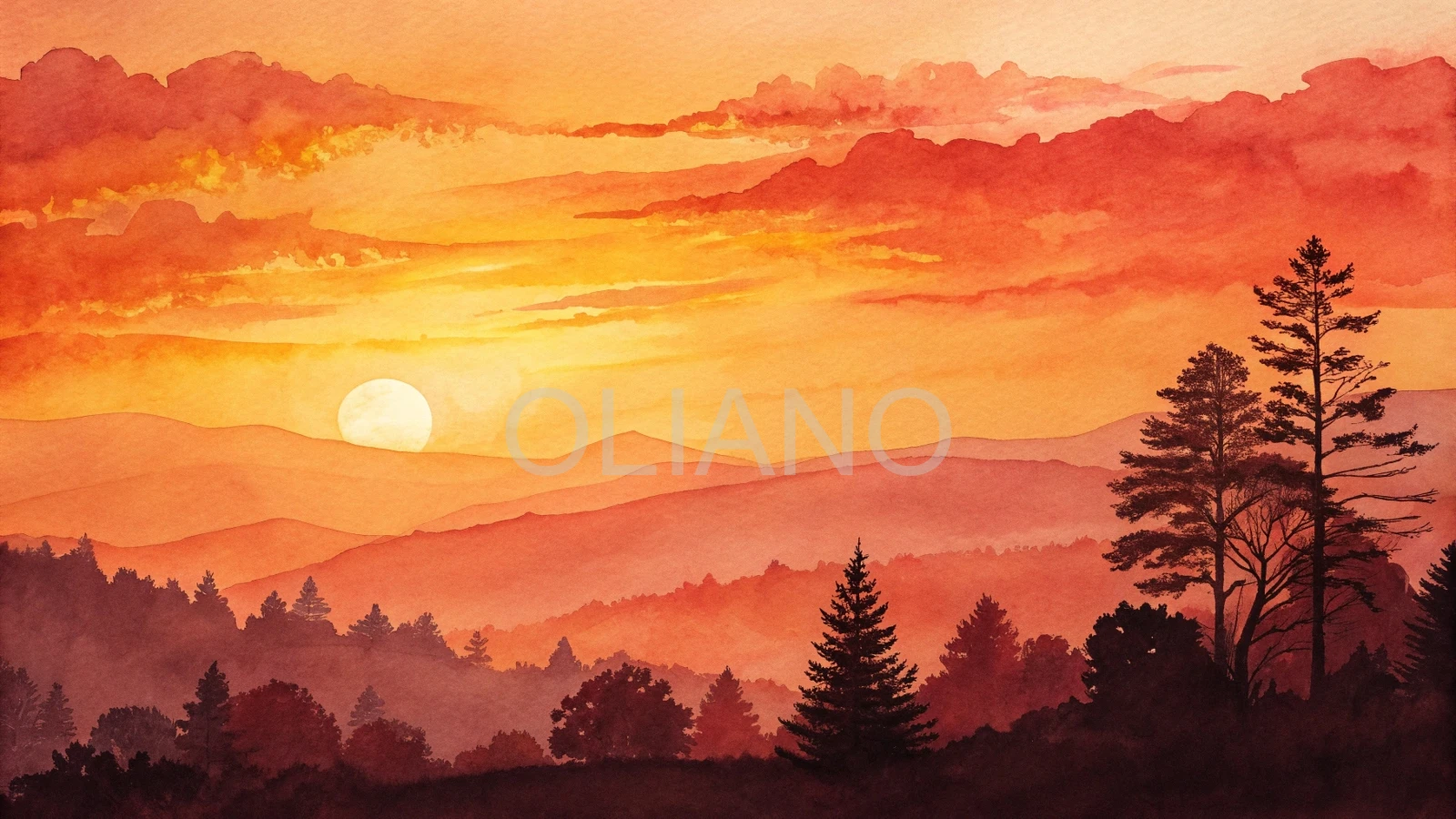 Golden orange bleeding into deep red