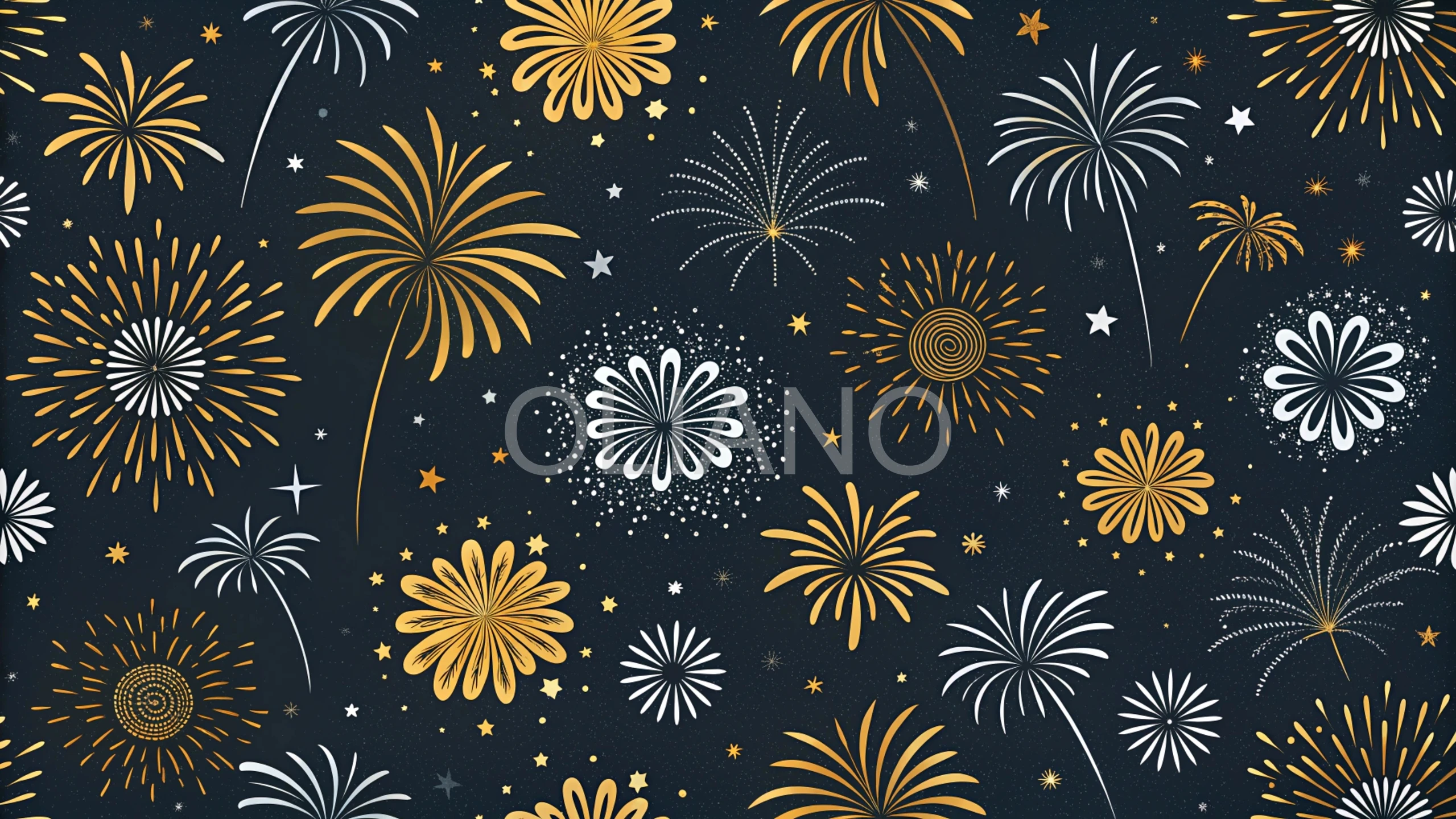 Abstract gold and silver fireworks pattern