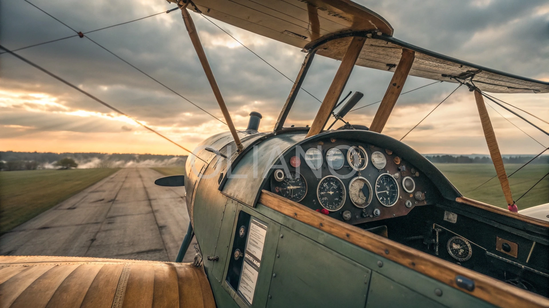 Old biplane cockpit