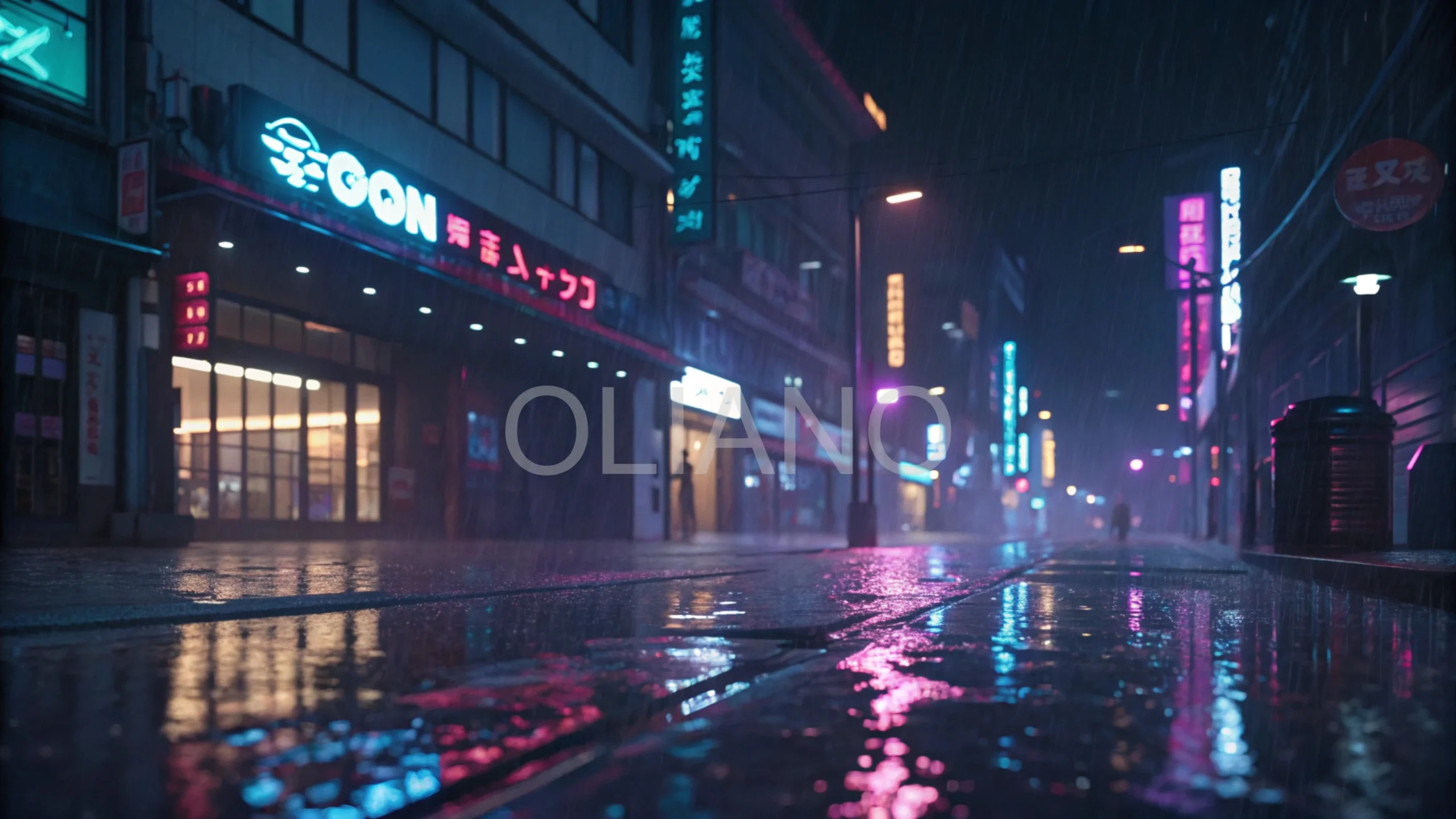 Neon Rainy Street