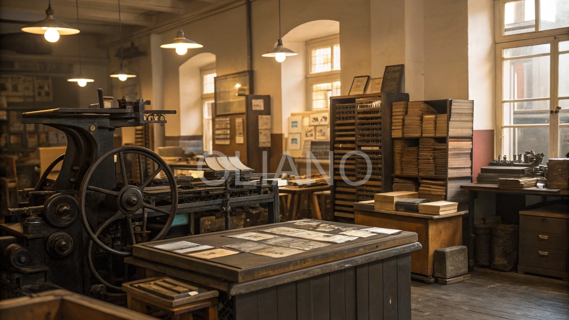 Classic printing shop interior