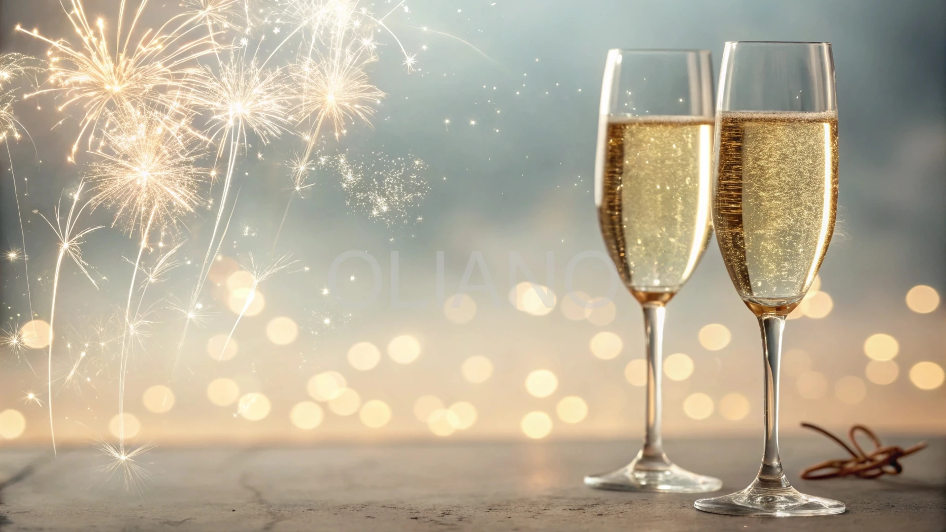 Blurred champagne glasses toast