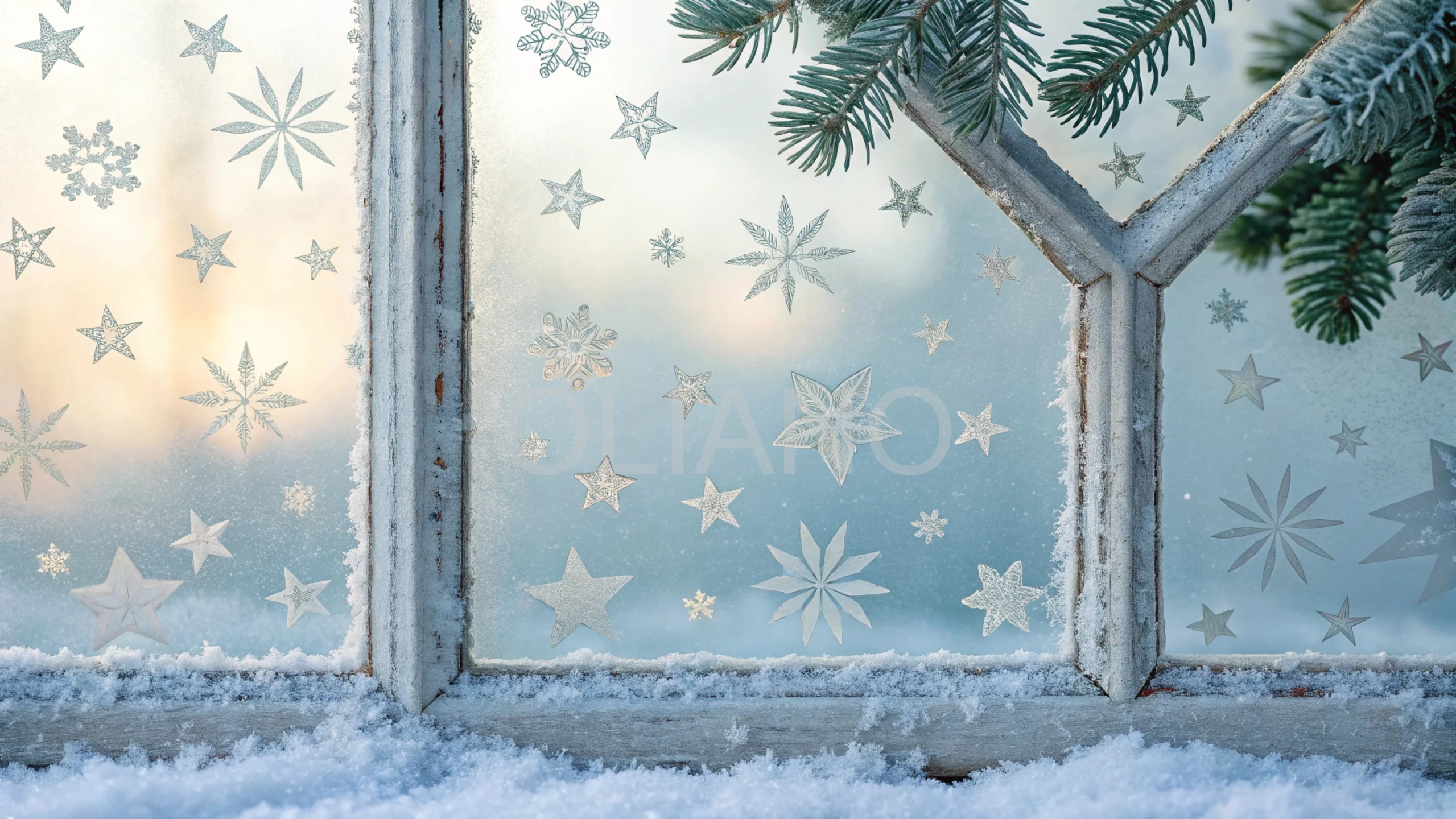 Frosted glass with festive shapes