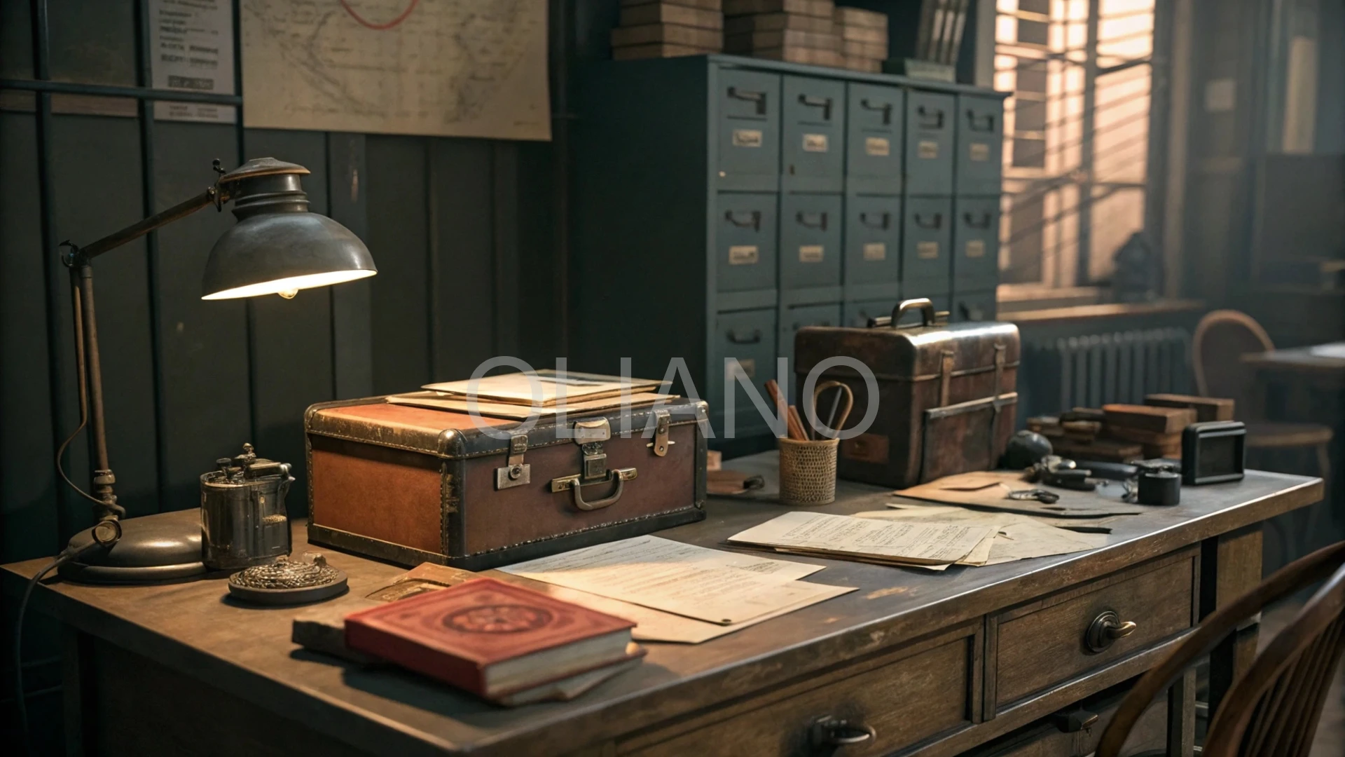 Vintage police station desk