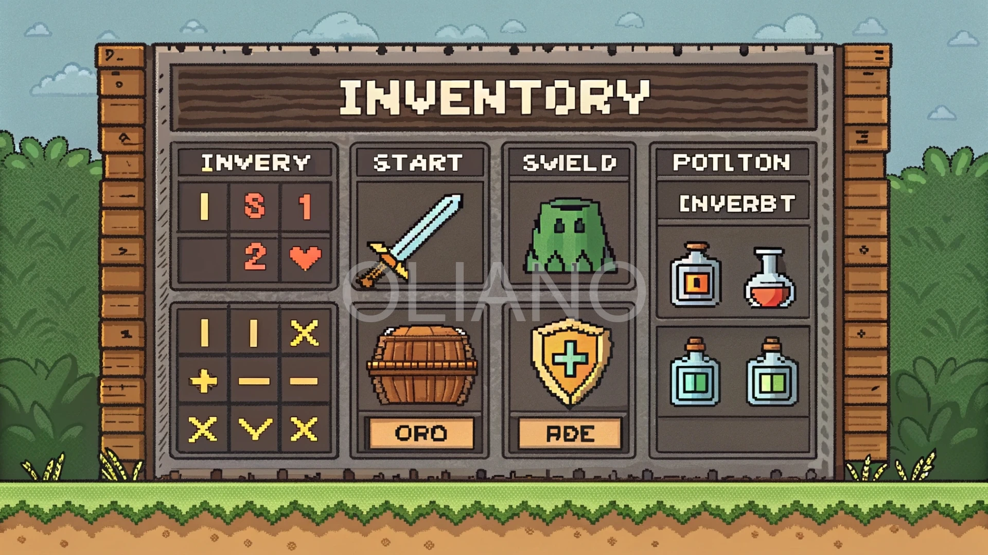 pixelated RPG inventory