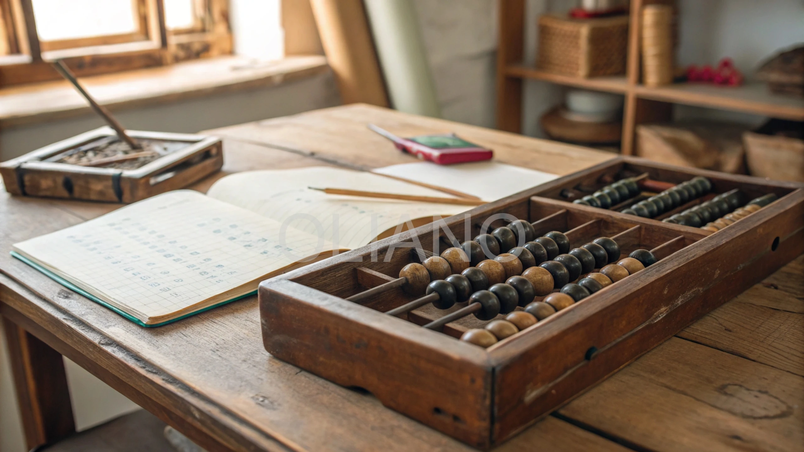 Old abacus on desk